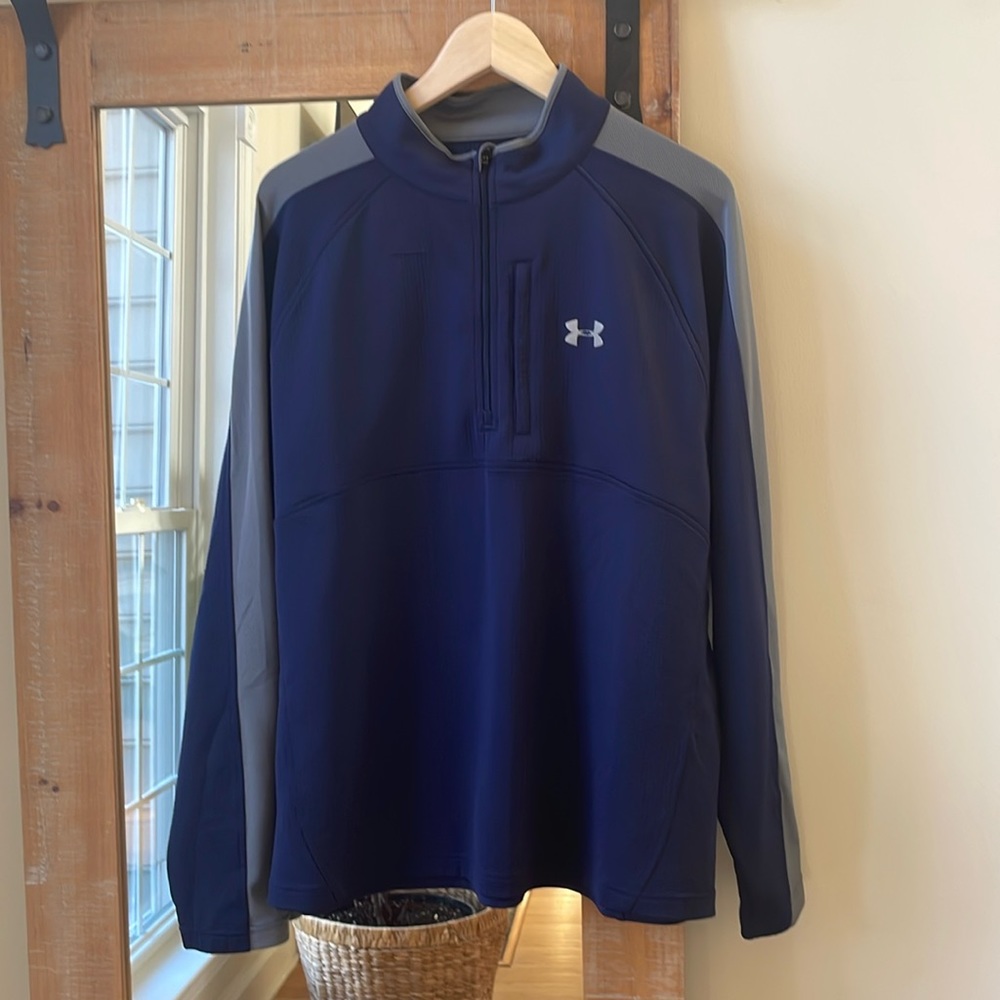 Under Armour Navy Gray 1/4 Zip Pullover Size XL